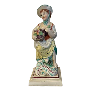 Antique 18th Century James Neale & Co. Staffordshire Pearlware Four Season Figure of Autumn Circa 1780