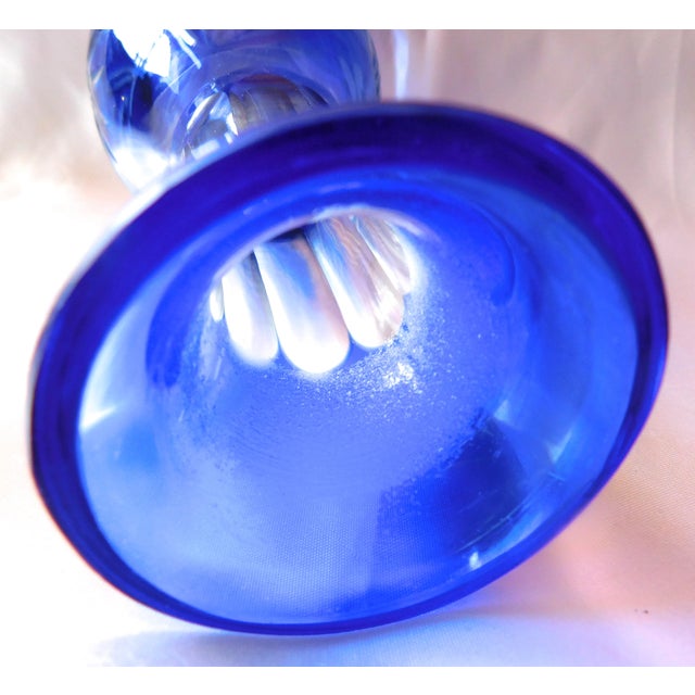 1950s 1950s Blue Cut to Clear Glass Bottle or Decanter # 20453 For Sale - Image 5 of 6