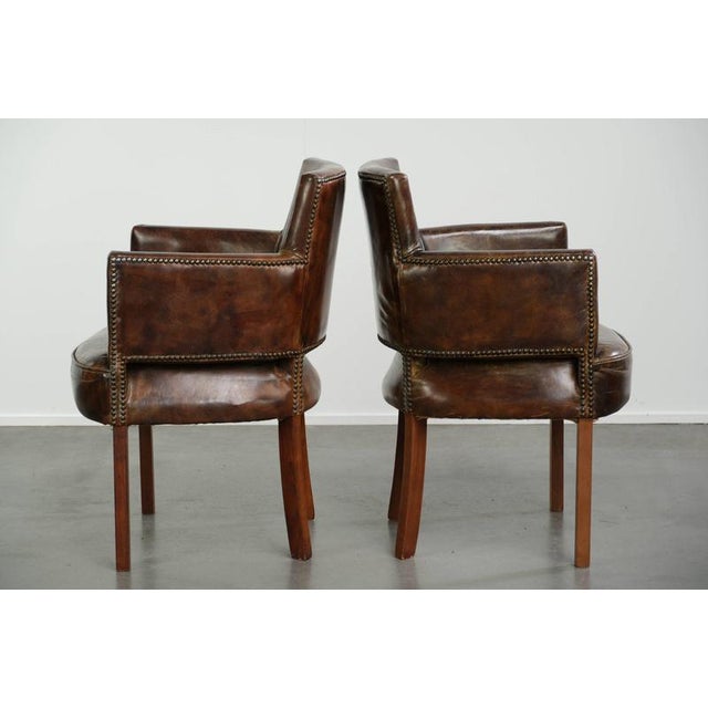 Vintage Dining Chairs in Cowhide Leather, Set of 2 For Sale - Image 4 of 12