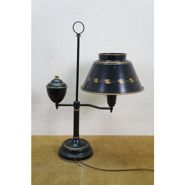 Vintage Black Tole Students Library Parlor Bouillotte Reading Lamp Lantern 23" For Sale - Image 13 of 18