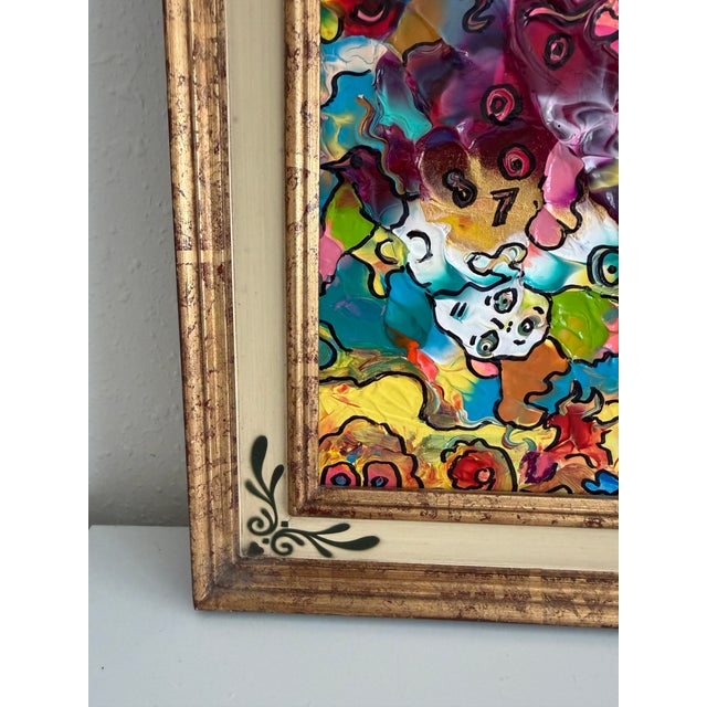 Abstract Serg Graff "The Relatives" Abstract Acrylic Painting Framed Outsider Art Coa For Sale - Image 3 of 8
