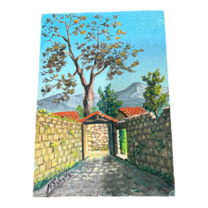 Vintage Oil Painting on Board Italian Landscape Signed