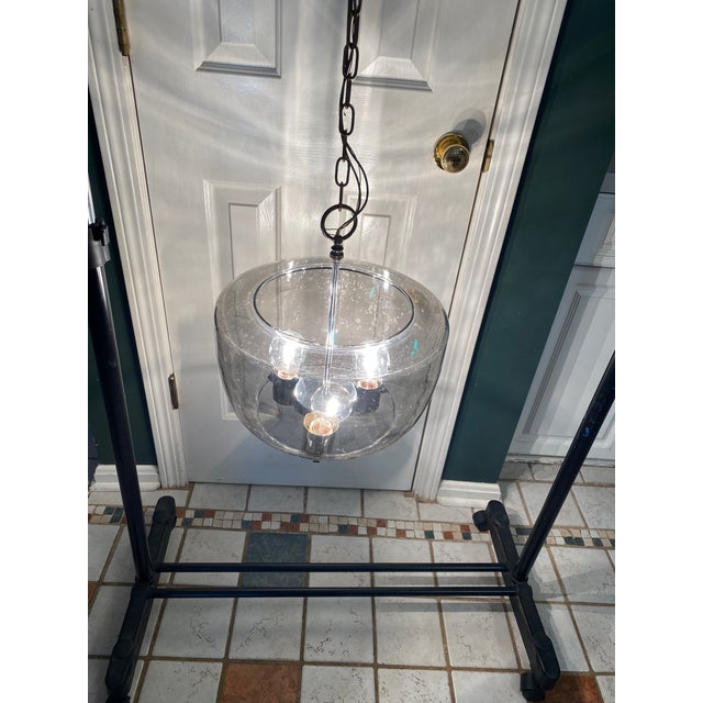 1970s Retro Smoked Glass Chandelier Pendant Light Fixture For Sale - Image 4 of 12