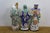 Blue 3 Ceramic Fu Lu Shou Star Gods Good Fortune Prosperity Longevity Statues 23" For Sale - Image 8 of 16