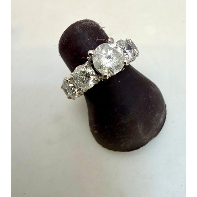 1 Carat CENTER &amp; Ten 30 Pointer Diamond Band 14 Karat White Gold Engagement Ring Size 1.75 Wide Band which has 10 big...
