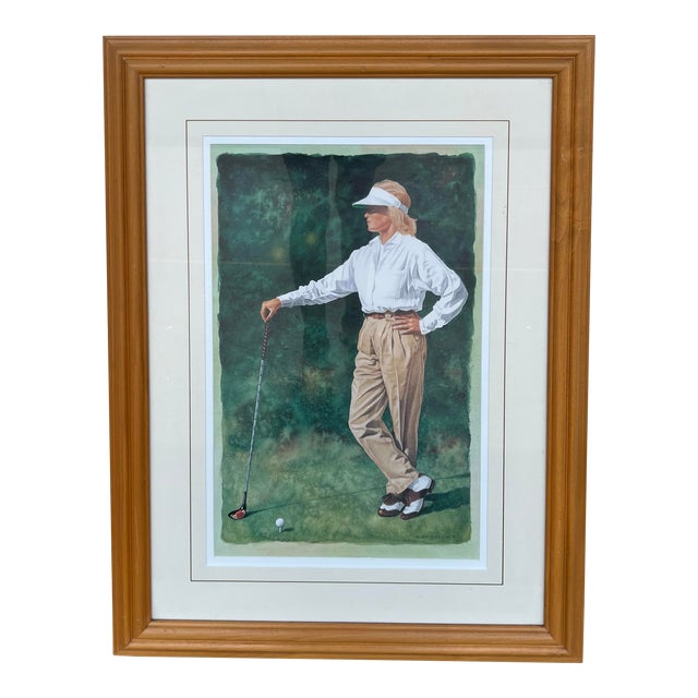 Woman Golfer Framed Print "The First Tee" by Glenn Green For Sale