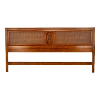 1970s French Regency Louis XVI Wood & Cane King Size Headboard For Sale