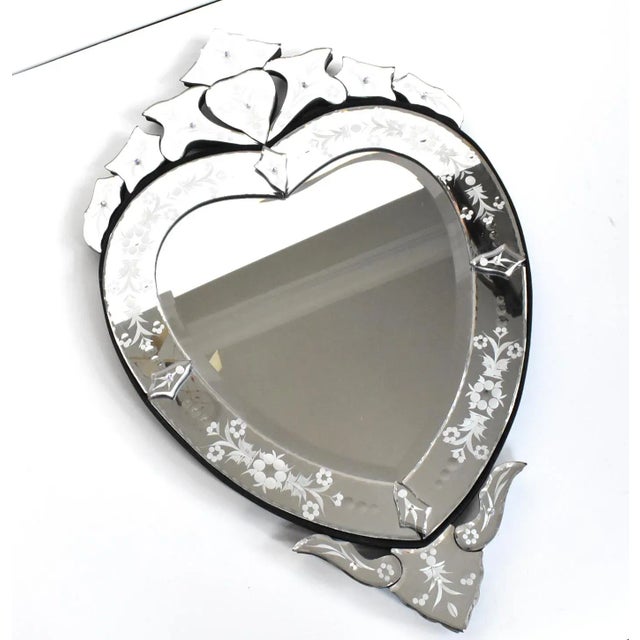 Mid-Century Modern Vintage Mid-Century Venetian Glass Heart Mirror For Sale - Image 3 of 10