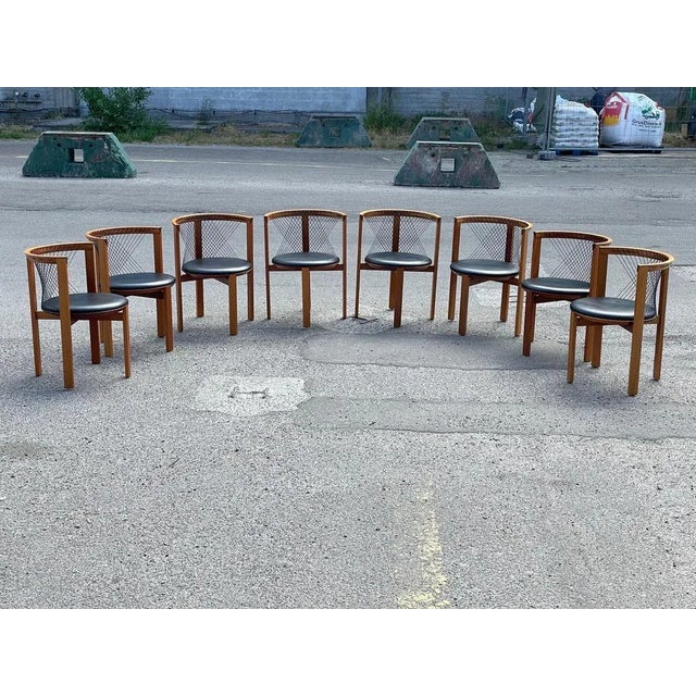 String Dining Chairs by Niels Jørgen Haugesen for Tranekaer Denmark, 1978, Set of 8 For Sale - Image 4 of 7