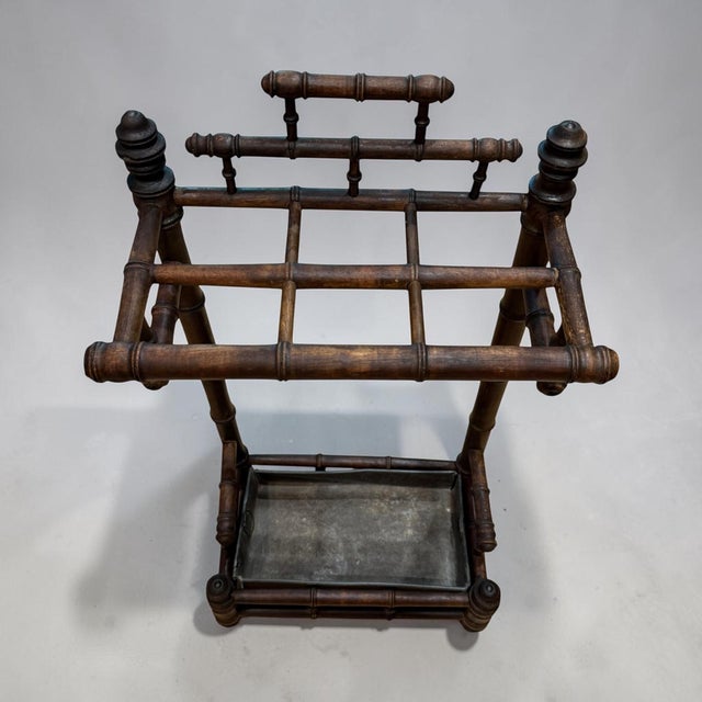 Late 19th-Century French Faux Bamboo Umbrella Stand With Original Zinc Liner For Sale - Image 12 of 12