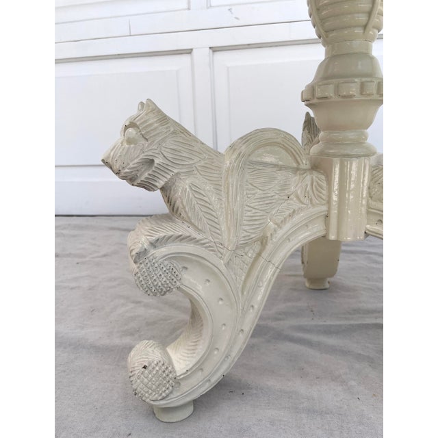 Mid 20th Century Anglo-Indian Victorian Octagonal Carved Pedestal Side Table in Antique White For Sale - Image 5 of 12
