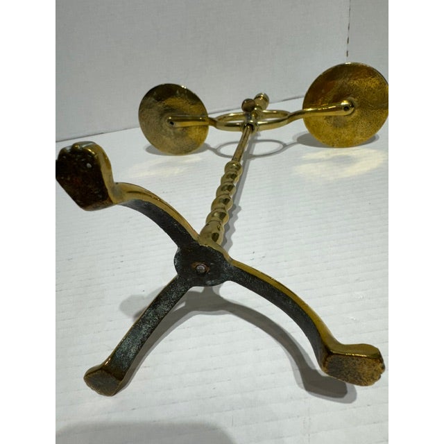 Metal Antique Arts and Crafts Adjustable Brass Student's Candelabra For Sale - Image 7 of 8