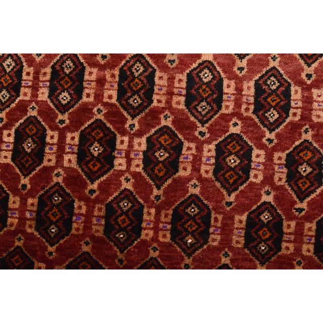 Baloch Rug 3’6” X 6’10” Red Wool Vintage Tribal Hand-Knotted Oriental Carpet For Sale - Image 4 of 12