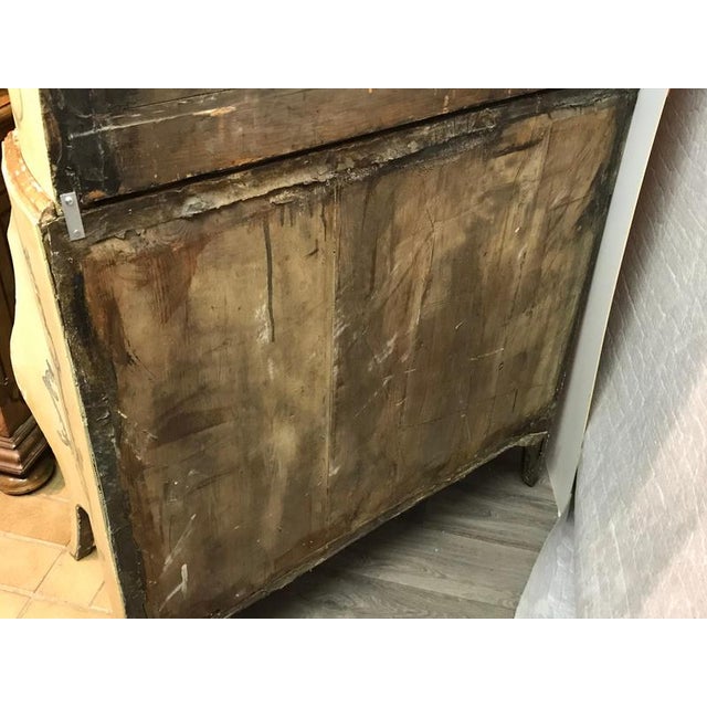 Wood Antique Venetian Painted Secretary Bookcase with Floral Decoration, 1800 For Sale - Image 7 of 10