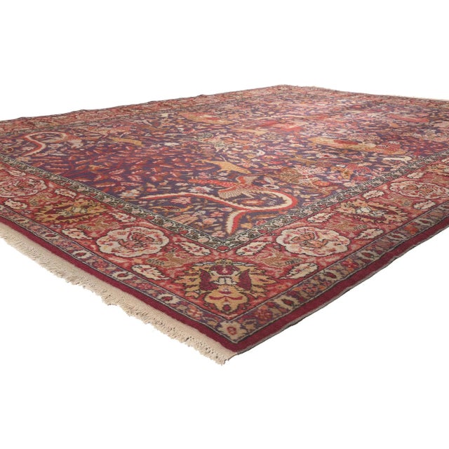 Rustic Antique Indian Agra Hunting Rug, 08'07 X 11'04 For Sale - Image 3 of 11