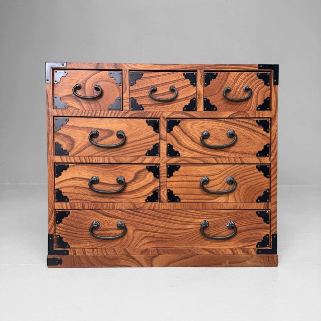 Small Vintage Wooden Tansu-Style Chest of Drawers, 1980s For Sale - Image 10 of 10