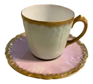 Antique Limoges France Porcelain Cup & Saucer Set- 2 Pieces