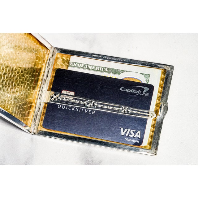 Stunning Art Deco Antique 14k Gold Inlay Sterling Silver Cigarette Card Case For Sale - Image 10 of 15