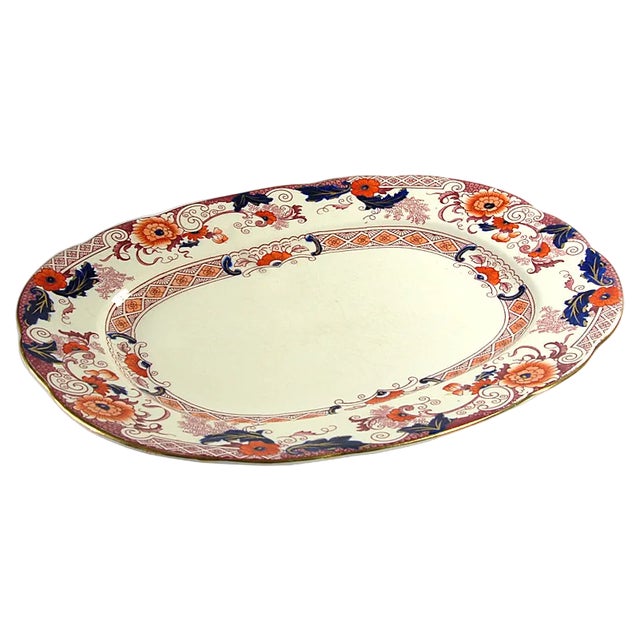 Victorian Earthenware Platter from Derby Crown Ware For Sale