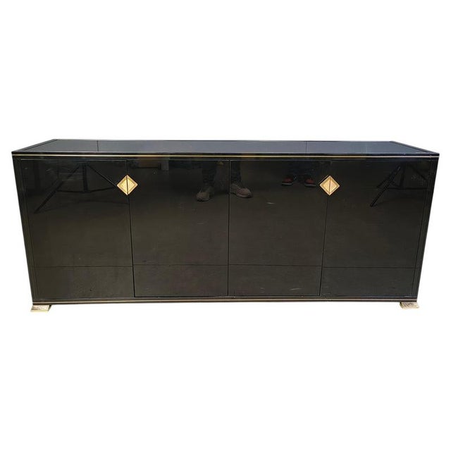 Brass and Lacquer Sideboard from Pierre Vandel, 1970s For Sale - Image 14 of 14