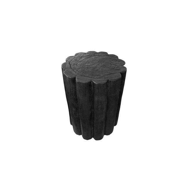 Sculptural Suar Wood Side Table, Burnt Finish Modern Organic For Sale - Image 6 of 6