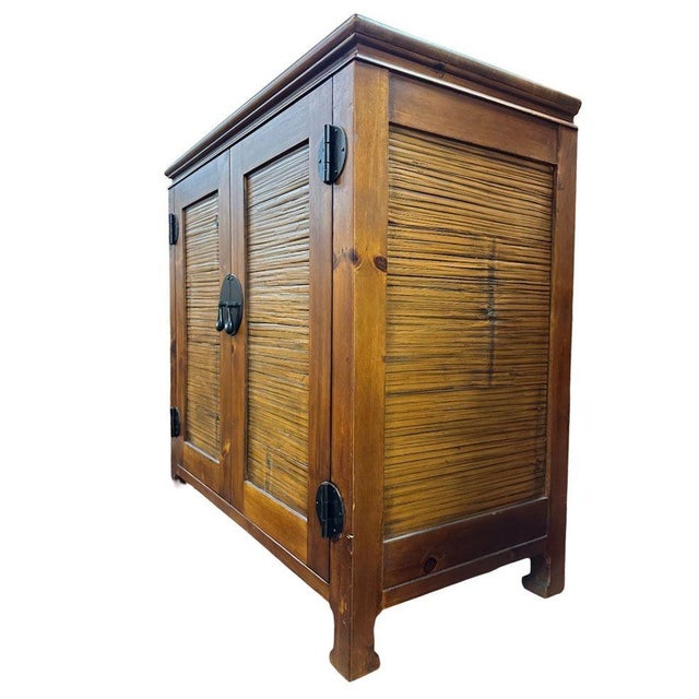 Oriental James Mont Style Koa & Stick Rattan Stereo Cabinet For Sale - Image 4 of 11
