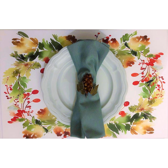 Holiday Garland Paper Placemat Pad 30 Heavy Weight 12" x 18" Reusable Sheets Attractively Shrink Wrapped with Labeling on...