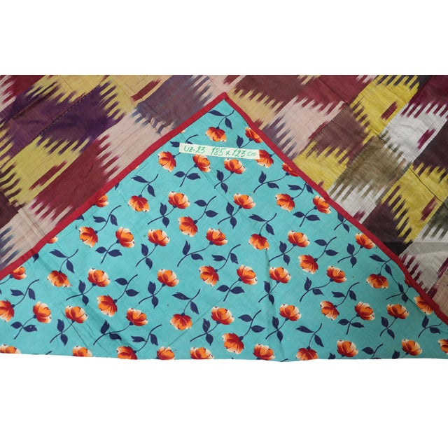 Vintage Uzbek Tribal Silk Ikat Wall Hanging, 1920s For Sale - Image 12 of 16