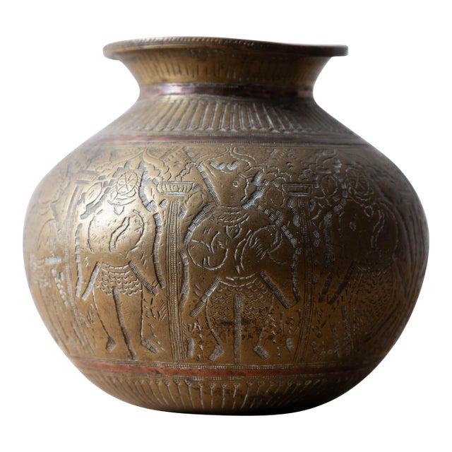 Indian Brass Lota With Copper Inlay, c.1880 For Sale