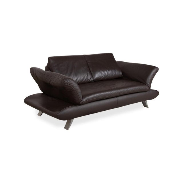 Leather Two-Seater Brown Manual Function Sofa by Koinor Velluti For Sale - Image 4 of 16
