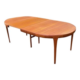 Vintage Ib Kofod Larsen Danish Mid Century Teak Round to Oval Dining Table For Sale