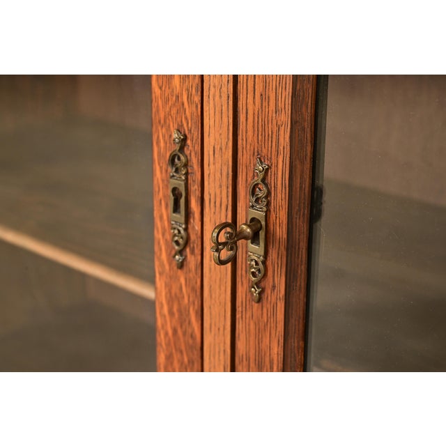 Antique Victorian Carved Oak Two-Door Bookcase, Circa 1890s For Sale In South Bend - Image 6 of 15