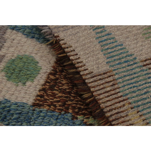 Textile Vintage Swedish Rya Rug, Earth Tones With Scandinavian Diamond Geometry - Rug & Kilim For Sale - Image 7 of 8