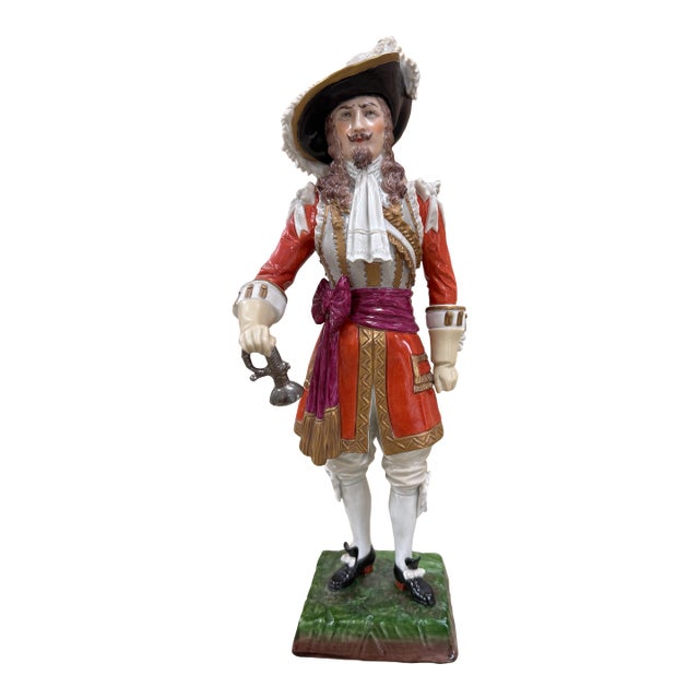 1910s Sitzendorf German Porcelain Figure of an Officer 3rd Guards 1660 For Sale