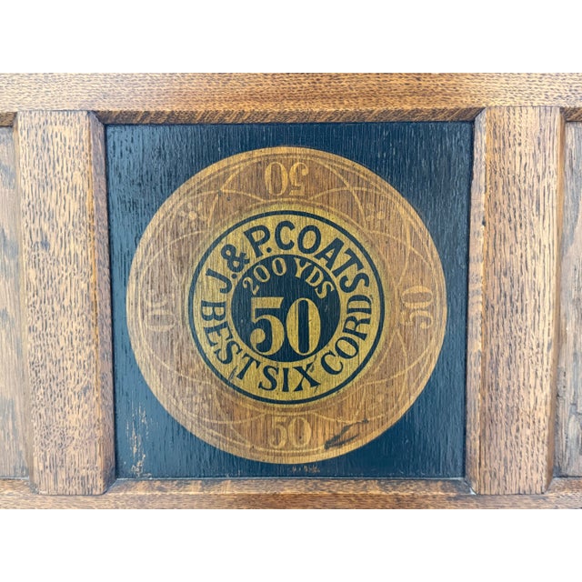 Wood Antique J. & P. Coats Oak Spool Cabinet For Sale - Image 7 of 12