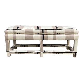 1980s Vintage Parsons Bench Newly Upholstered in Pierre Frey “Zeppelin” For Sale