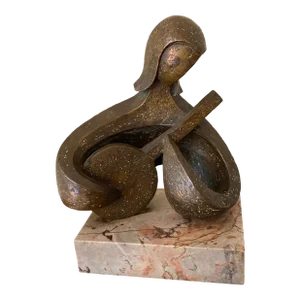 Mid 20th Century Bronze Sculpture “Folk Singer” - by Listed Artist Trude Mueller
