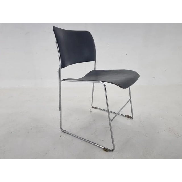 David Rowland Mid-Century Black and Chrome Model 40/4 Side Chair attributed to David Rowland, 1977 For Sale - Image 4 of 9
