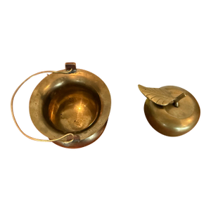 Vintage Brass Apple and Vase/Trinket - Set of 2