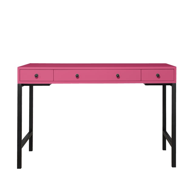 David Francis Maple Writing Desk - Pink For Sale - Image 4 of 8