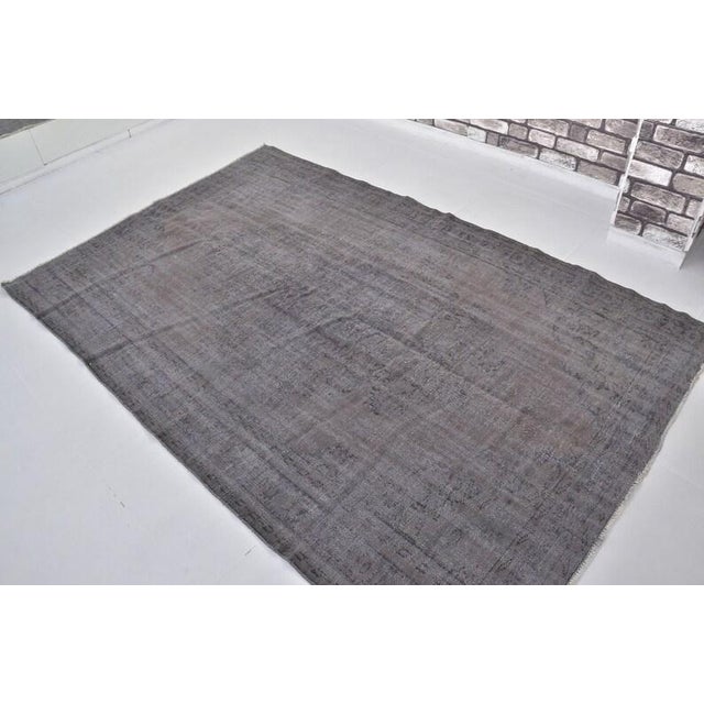 Vintage Distressed Turkish Oushak Rug in Muted Charcoal Gray & Taupe For Sale - Image 4 of 10