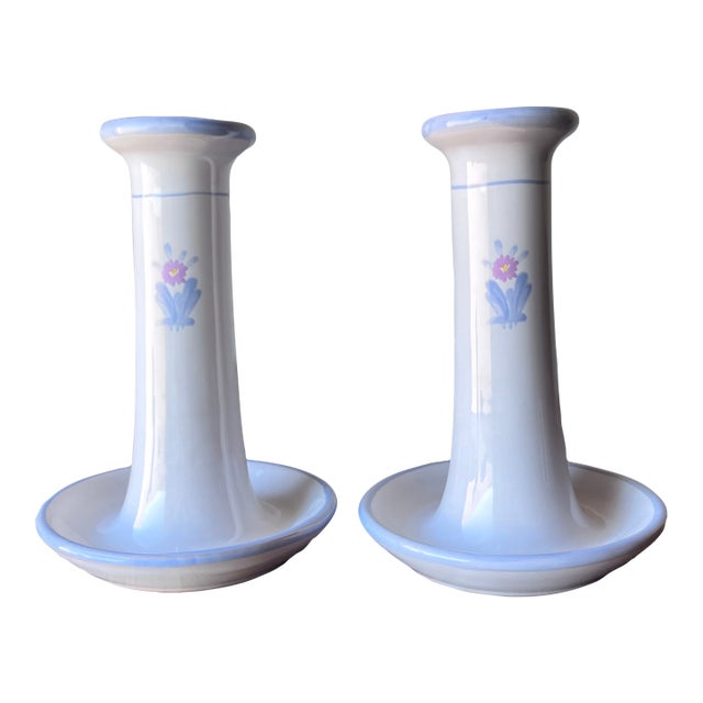 Pair of Dieulefit PHP Pottery Made in France Candlestick Holders For Sale