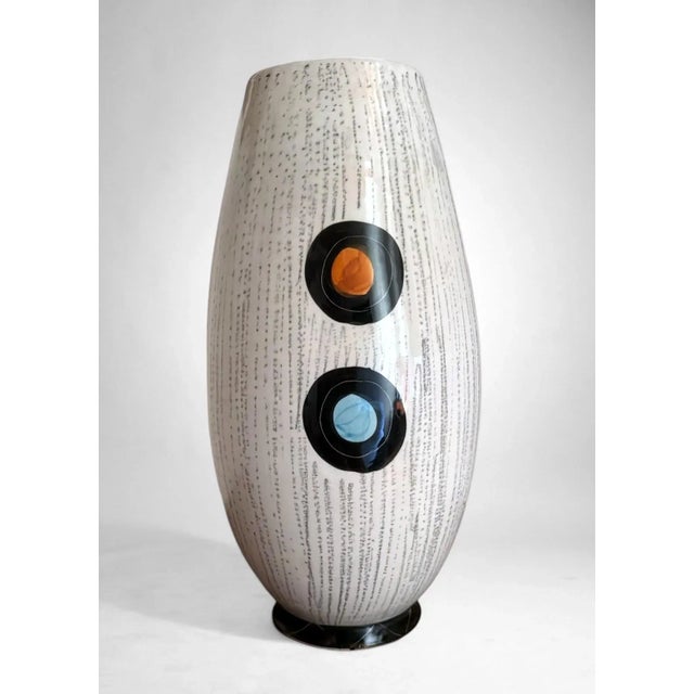 1960s Mid-Century Modern Ceramic Vase With Stylized Girl and Geometric Motifs For Sale - Image 13 of 18