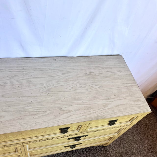 Wood Vintage Chinoiserie “Shanglrila” Dresser With Mirror by Dixie For Sale - Image 7 of 12