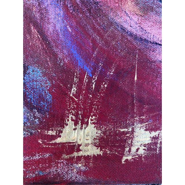 Beautiful Abstract Painting Title “The Original Family Tree” in Greens Reds and Golds Signed by the artist on verso