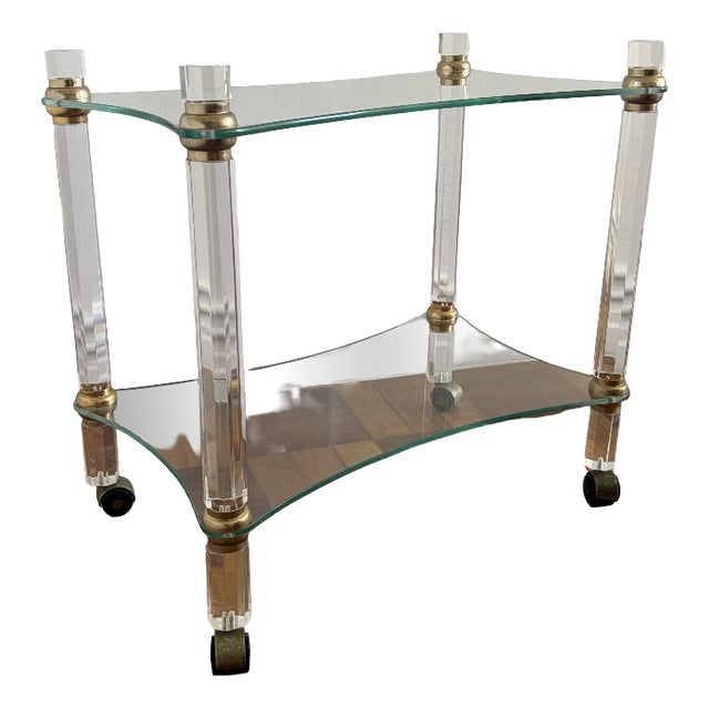 Acrylic and Glass Cocktail Trolley, 1970s For Sale
