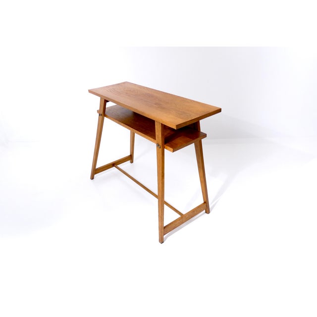 1950s Vintage French Console Table in Oak, 1950s For Sale - Image 5 of 18