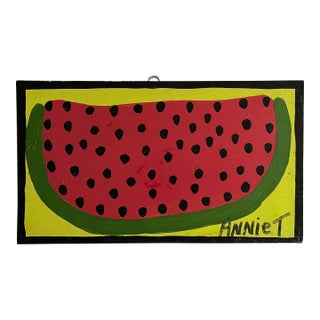 Annie Tolliver (American 1950 - 2018) Alabama Outsider Folk Art Painting of a Watermelon For Sale