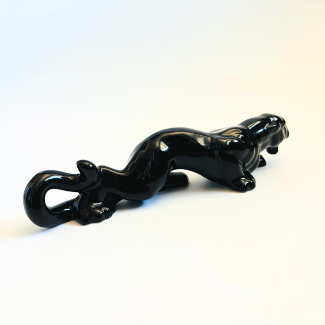 Mid-Century Modern MCM Ceramic Black Panther For Sale - Image 3 of 9
