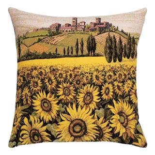 Sunflowers of Tuscany Cushion with Filler by Hines of Oxford For Sale